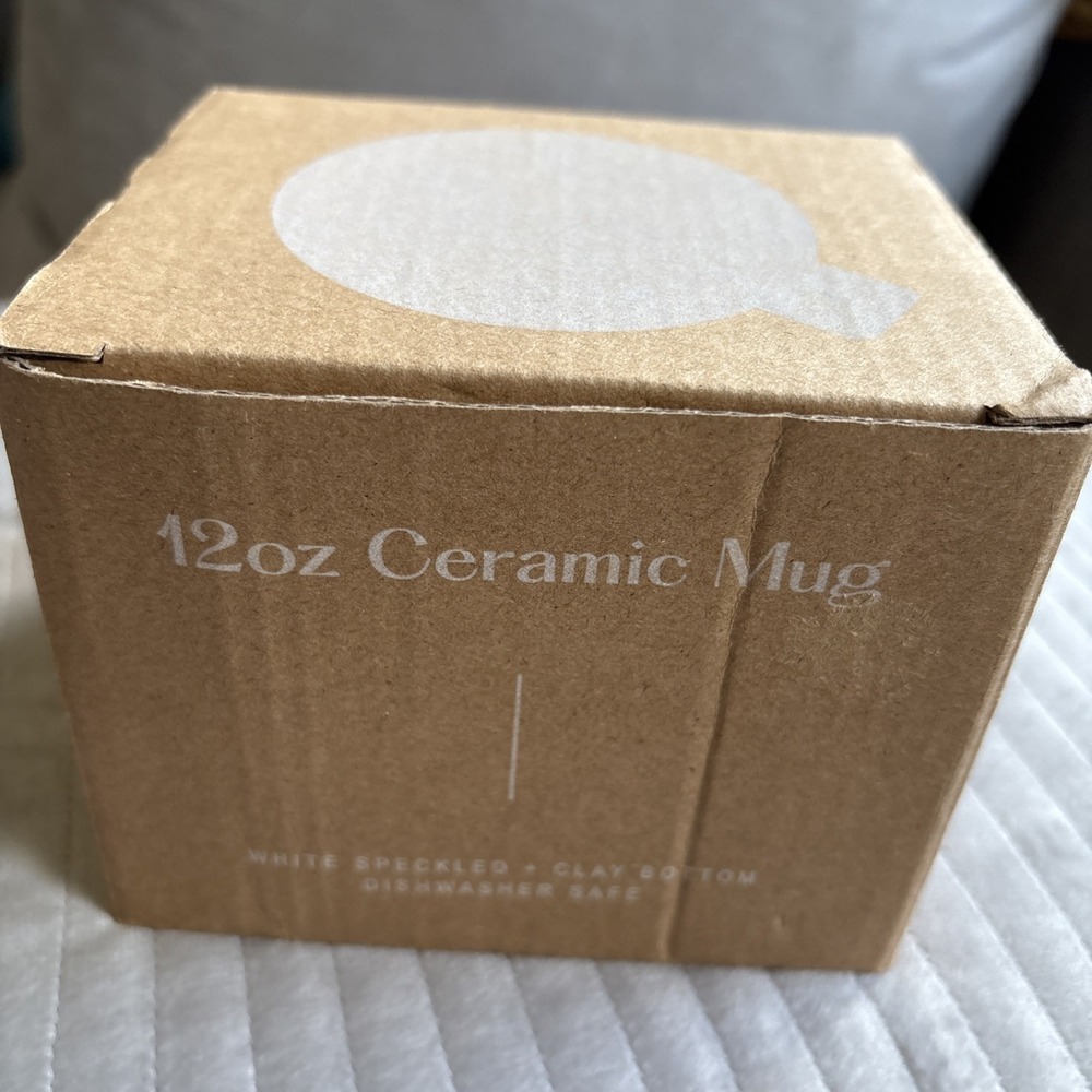 Ceramic Mug White Speckled 12 Oz Clay Bottom 3.5" x 3.5" New in box - Picture 6 of 6